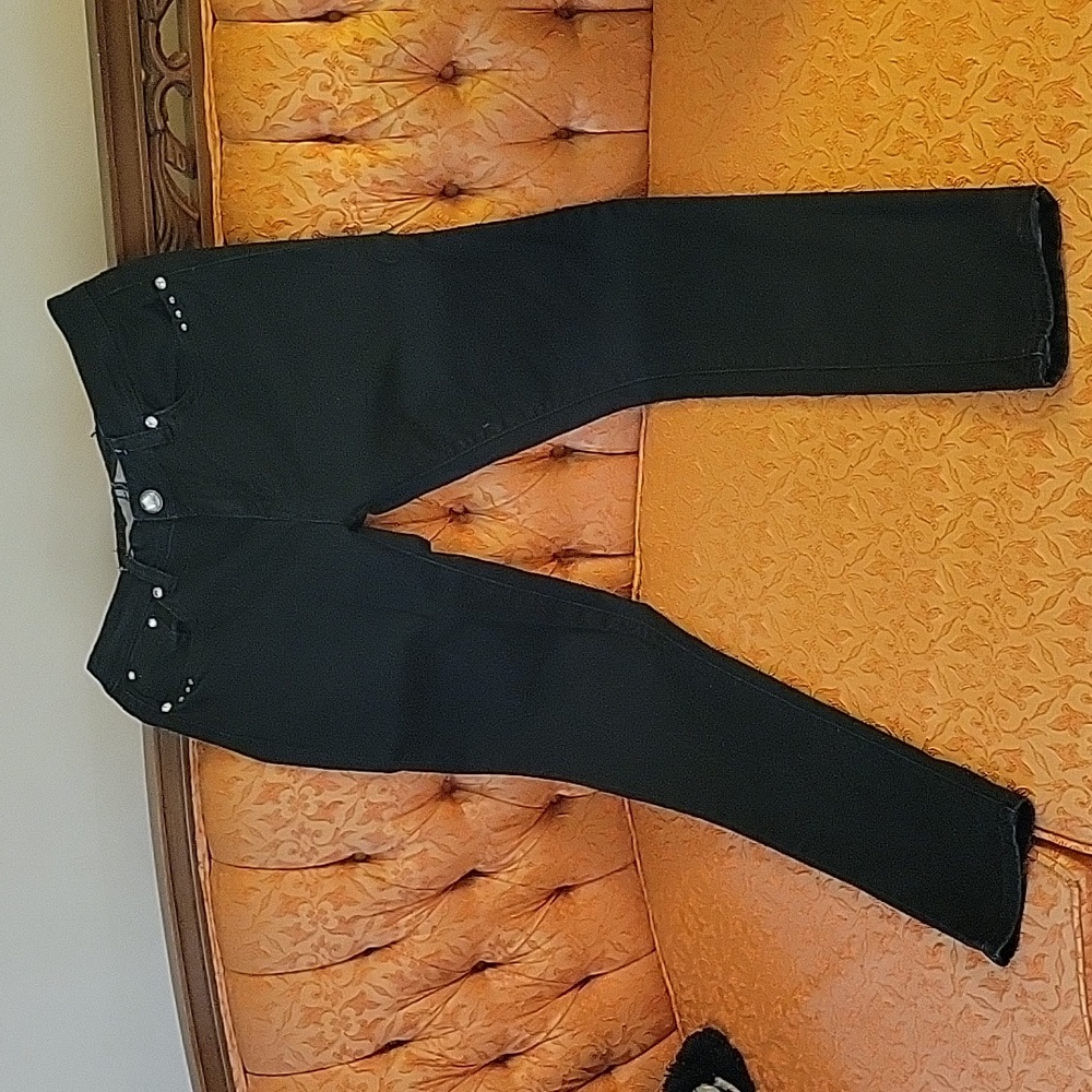 L. A. Idol skinny jeans Black Rhinestones Size 13, Waist 35, Length 31 1/2